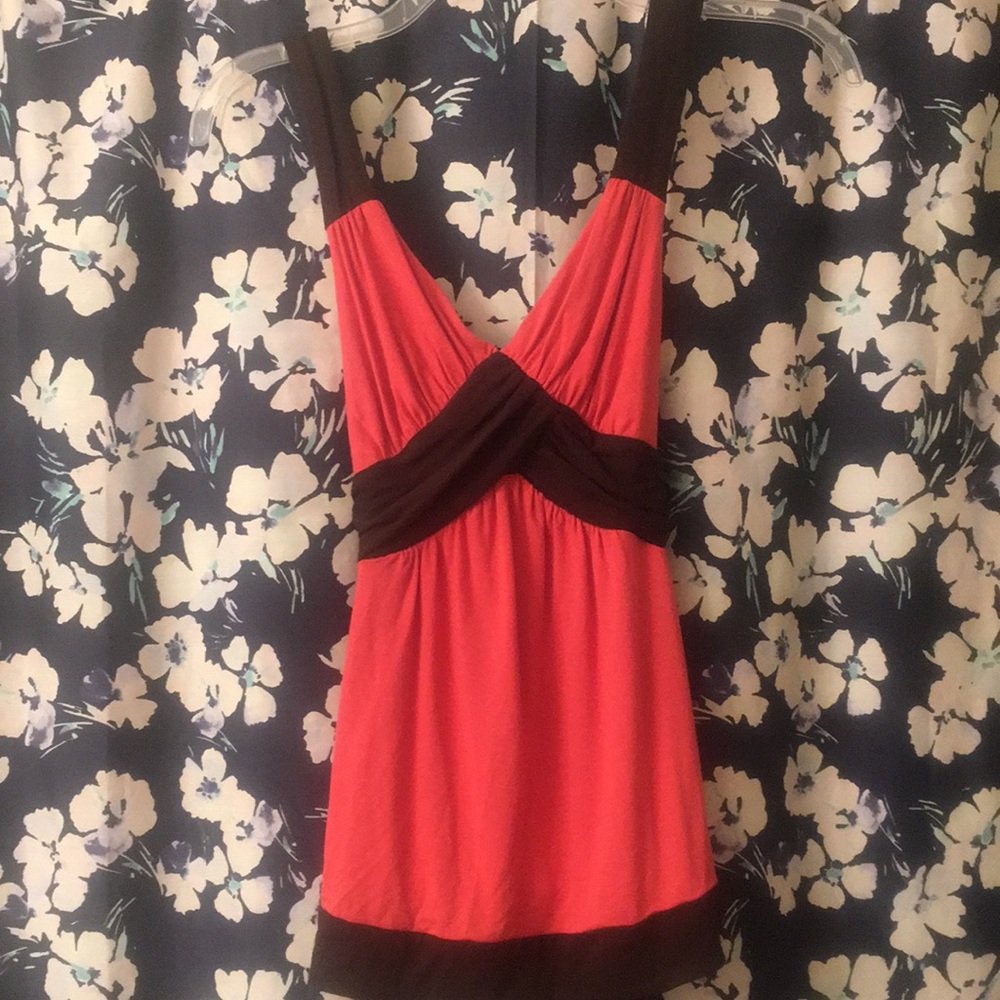 Bebe pink and brown color blocked tank top